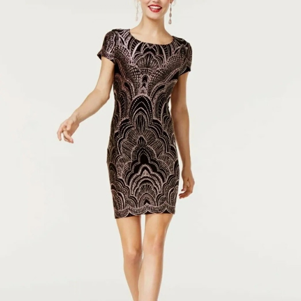 Jump Black and Rose Gold Art Deco Mini Dress